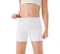 MaNMaNing Mädchen hohe Taille Yoga Tanzshorts Bequem Sport Capri weich elastisch Gymnastik Shorts Kinder Sommer Freizeithose Mädchen (White, 11-12Years)