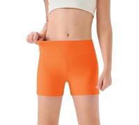 MaNMaNing Mädchen hohe Taille Yoga Tanzshorts Bequem Sport Capri weich elastisch Gymnastik Shorts Kinder Sommer Freizeithose Mädchen (Orange, 11-12Years)