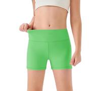 MaNMaNing Mädchen hohe Taille Yoga Tanzshorts Bequem Sport Capri weich elastisch Gymnastik Shorts Kinder Sommer Freizeithose Mädchen (Green, 11-12Years)