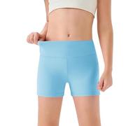 MaNMaNing Mädchen hohe Taille Yoga Tanzshorts Bequem Sport Capri weich elastisch Gymnastik Shorts Kinder Sommer Freizeithose Mädchen (Light Blue, 11-12Years)