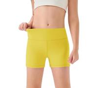 MaNMaNing Mädchen hohe Taille Yoga Tanzshorts Bequem Sport Capri weich elastisch Gymnastik Shorts Kinder Sommer Freizeithose Mädchen (Yellow, 11-12Years)