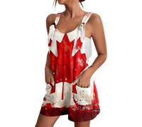 MaNMaNing Mono corto de verano para mujer, moderno, estampado de verano, elegante, festivo, para bodas, traje de pantalón festivo, rojo, XL