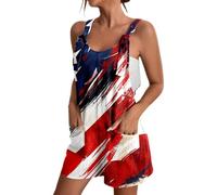 MaNMaNing Mono corto de verano para mujer, moderno, estampado, elegante, de una pieza, para verano, pantalones festivos, peto, rojo, XL