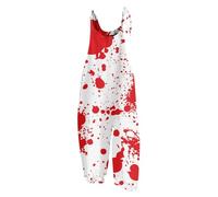 MaNMaNing Mono de verano para mujer, elegante, de una pieza, elegante, vaquero, peto, para pantalones, pantalones de peto, elegante, corto, Color rojo., XL