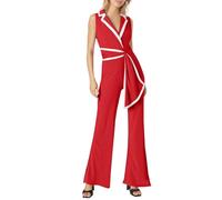 MaNMaNing Mono de Verano para Mujer Pierna Ancha Para Verano Mono Mujer Mono Mono De Una Pieza Elegante Mono Corto Peto Pantalones Traje Festivo Elegante, rojo, XL