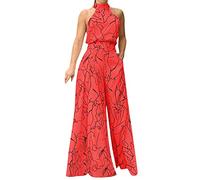 MaNMaNing Mono elegante para mujer, elegante y festivo, para verano, corto, para jardín, con peto, traje festivo, rojo, S