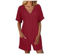 MaNMaNing Mono elegante y elegante para mujer, pantalones vaqueros festivos, monos para pantalones festivos, monos para elegantes, Rojo sandía, S