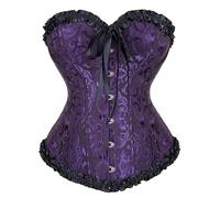 MaNMaNing Mujeres Sexy Vintage Gothic Party Floral Lace Up Slim Corset Bustier Top