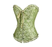 MaNMaNing Mujeres Sexy Vintage Gothic Party Floral Lace Up Slim Corset Bustier Top (Green, XL)