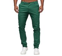 MaNMaNing - Pantalón de hombre vestido liso de corte recto bolsillos mediados botón talla. Pantalones casuales para hombre. Jean Large. Desde la ciudad., verde, XL