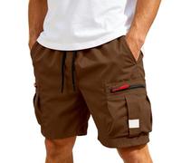 MaNMaNing Pantalones cortos de playa informales de verano para hombre, ligeros, transpirables con bolsillos, pantalones cortos de ocio al aire libre, bañadores para hombre, marrón, XXL