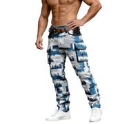 MaNMaNing - Pantalones de carga para hombre con estampado geométrico y dos bolsillos delanteros de utilidad durable con estilo retro clásico ideal para el trabajo diario, camuflaje, 3XL