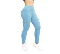 MaNMaNing Pantalones Yoga Básico Ancho Cinturón para Medias Pantalones Yoga Mujer Estiramiento Mujer Senior Cintura Elástica Leggings Anti Celulitis Leggings Térmico, azul celeste, XS