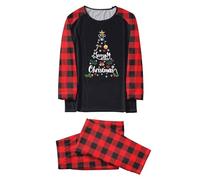 MaNMaNing Pijama Hombre Cómodo Manga Larga Impreso Navidad Conjunto Dos Piezas Pantalones De Pijama Casual para Padre para Fiestas. Traje de familia a juego, rojo, S