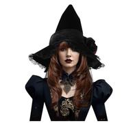 MaNMaNing Sombrero de bruja gótico con flores de seda para Halloween para sombrero de sol para hombre, sombrero de sol, sombrero UV, gorra para el sol para mujer, sombrero de pescador, gorra para el