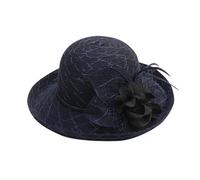 MaNMaNing Sombrero de mujer con borde enrollado, pequeño cilindro, sombrero de verano con lazo, informal, sombrero de platillo, sombrero retro de pescador, marine, Talla única