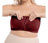 MaNMaNing - Soporte de garganta sin armadura para mujer, talla grande, con cierre frontal, diadema sin tirantes para un sujetador invisible de gran tamaño, marco sin espalda, vino., 5X-Large
