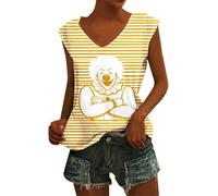 MaNMaNing Top de mujer a rayas sueltas sin mangas extensible cómodo para todas las salidas estivales sin mangas de algodón casual y de moda, amarillo, L
