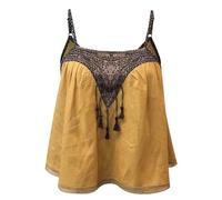 MaNMaNing Top Mujer De Estilo Japonés Y Coreano Perfecto Para Asociar Con Vaqueros Para Un Aspecto Regular Cómodo Camiseta De Tirantes De Encaje De Estilo Chino Tangzhuang De Gasa Para Un Toque Modern