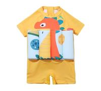 MaNMaNing Unisex Cartoon bedruckter Schwimmanzug mit Auftrieb Trainingsanzug Strand Sport Sommer Hawaii Einteiler für Mädchen Jungen (Yellow, 120-XXL)