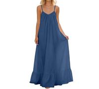 MaNMaNing Vestido largo sin mangas para mujer, sin espalda, holgado, vestido de casa, de verano, informal, para la playa, ligero, cómodo, marine, XXL