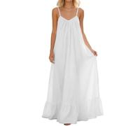 MaNMaNing Vestido largo sin mangas para mujer, sin espalda, holgado, vestido largo de verano para mujer, Blanco, XXL