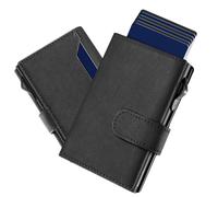 Manmaxim Cartera Delgada para Hombre con Compartimento para Monedas, Cartera RFID, Cartera Inteligente para Hombre, Tarjetero para más de 10 Tarjetas, Carteras para Hombres (Negro)