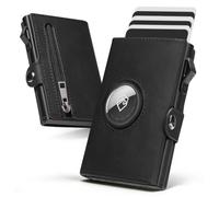 Manmaxim Cartera para hombre Apple Airtag, cartera RFID Smart Wallet for Men, Compact Air Tag Monedero para hombre para 12 tarjetas, monedero con compartimento para monedas y 2 ventanas de