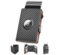 Manmaxim Cartera para Hombre Apple Airtag, Cartera RFID Smart Wallet for Men, Compact Air Tag Monedero para Hombre para 12 Tarjetas, Monedero con Compartimento para Monedas y 2 Ventanas