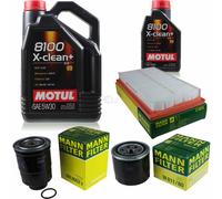 MANN-FILTER Inspección Set 6L Motul 8100 X-CLEAN+ 5W-30 Para Mazda 6 Kombi 2.2