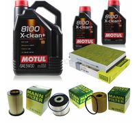 MANN-FILTER Inspección Set 7L Motul 8100 X-CLEAN+ 5W-30 Para Ford Focus III