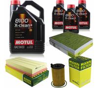 Mann-Filter Inspección Set 8L Motul 8100 X-Clean + 5W-30 para Audi Q7 3.0Tdi