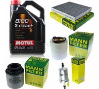 MANN-FILTER Inspección Set Motul 5L 5W-30 Para VW Polo 1.2 TSI Ibiza IV 1.4