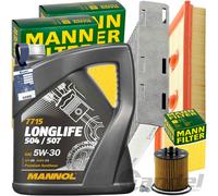 Mann Inspección + 1x5L mannol 504 5W30 Aceite Apto para Audi VW Golf V 1.6 FSI