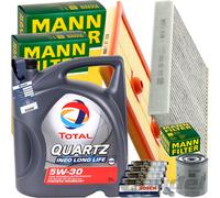 Mann Inspección + 1x5L Total 5W-30 Aceite de Motor Apto para Audi A3 Seat Leon