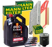Mann Inspección + 5L Motul Xclean 5W-40 Aceite Apto para VW Polo 6N Bora Skoda