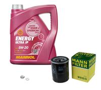MANN Inspección Set 5 L MANNOL Energy Ultra JP 5W-20 para Honda Jazz II 1.2i-DSI
