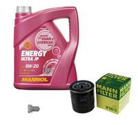MANN Inspección Set 5L MANNOL Energy Ultra JP 5W-20 para Toyota Auris 1.6
