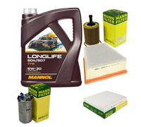 MANN Inspección Set 5L MANNOL LONGLIFE 504/507 5W-30 para VW Polo 9N 1.4 TDI