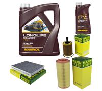 MANN Inspección Set 6L MANNOL LONGLIFE 504/507 5W-30 Para Audi A2 8Z0 1.4 TDI