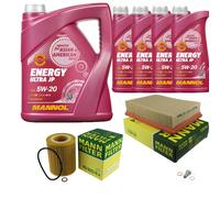 MANN Inspección Set 9 L MANNOL Energy Ultra JP 5W-20 para BMW E36 320i 323i