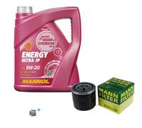 MANN Inspección Set MANNOL Energy Ultra JP 5W-20 para Hyundai IX20 1.4 1.6 5 L