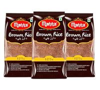 Manna Arroz integral, 3 kg (1 kg x 3 paquetes) - Calidad superior, grano largo, sin pulir. 100% natural. Naturalmente bajo IG, alto en fibra. Ayuda a controlar la diabetes