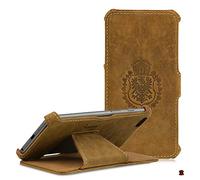 MANNA LEICKE Funda de Piel Genuina para iPhone 6S Plus de 5.5 Pulgadas | Función EasyStand | Piel Nobuck 'Vintage' (marrón)
