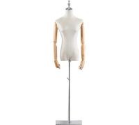 Mannequin Torso Body Dress Form Manikin 120-180CM Height Adjustable Half Body Woman Dress Form, Sturdy Shelf(Silver,Medium)