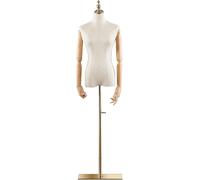 Mannequin Torso Body Dress Form Manikin 120-180CM Height Adjustable Half Body Woman Dress Form, Sturdy Shelf(Gold,Medium)