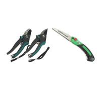 Mannesmann - Set de tijeras de podar (metal ligero) [Importado de Alemania] + Brüder M30200 - Serrucho plegable para jardín