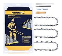 MANNIAL Cadena de motosierra de 16 pulgadas con kit de archivos, 3/8 pulgadas LP 0.043 pulgadas calibre LP 55 eslabones cadenas de bajo retroceso (3 cadenas)