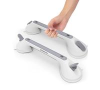 Mannicix Agarraderas Baño para Mayores, Asidero para Ducha sin Taladrar 43cm, Agarraderas de Baño con Ventosa y Indicator para Ancianos, Discapacitados (2×Blanco)