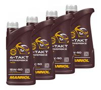 MANNOL 4x 1 Litro Aceite De Motor 15W-50 4 Tiempos API SM, JASO MA-2